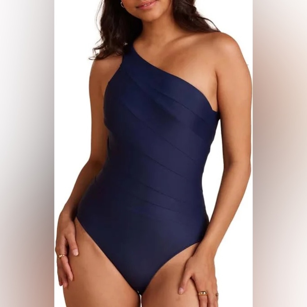 Summersalt Sidestroke Navy Blue One Piece Swimsuit 18 NWT